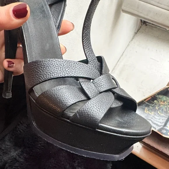Saint Laurent Authentic Tribute Black Platform Heels - Picture 9 of 11